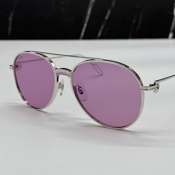 NEW CARTIER ROUND SILVER PINK WOMEN SUNGLASSES CARTIER CT0273S 004 - Picture 4 of 11